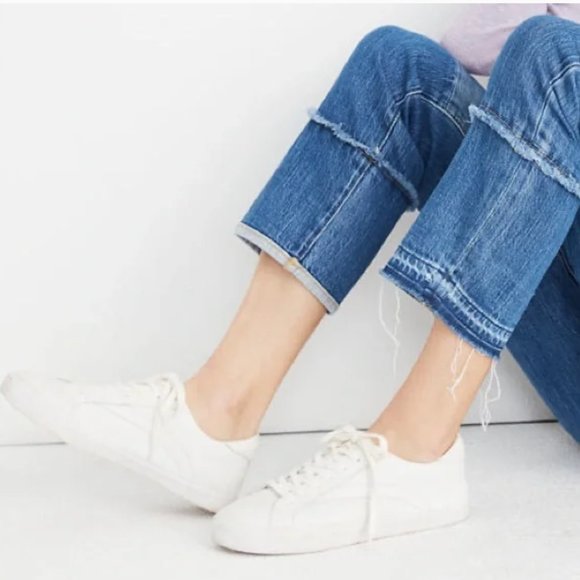 Madewell Low Top Sidewalk White Leather Sneakers - Picture 3 of 12